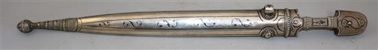 A silver and niello Kindjal dagger, late 19th/early 20th century, length 49.5cm